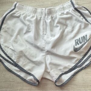 Nike White Gray Athletic Shorts Lightweight Moisture-Wicking
